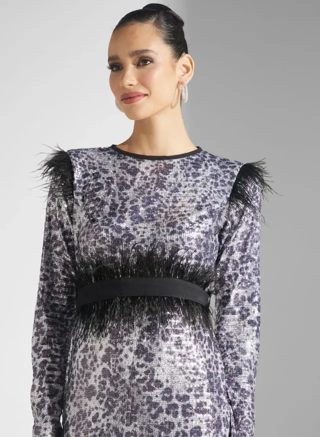 Feather Trim Gown – image 3