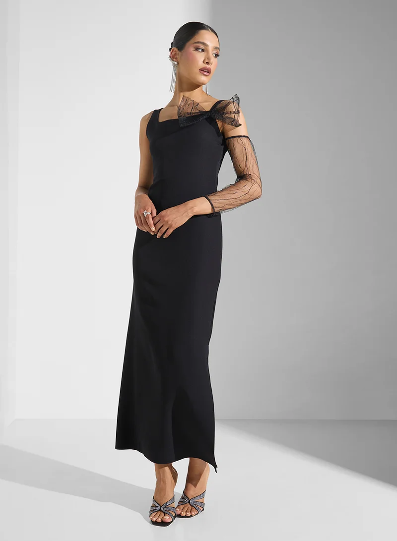 Embellished Sleeve Dress Black