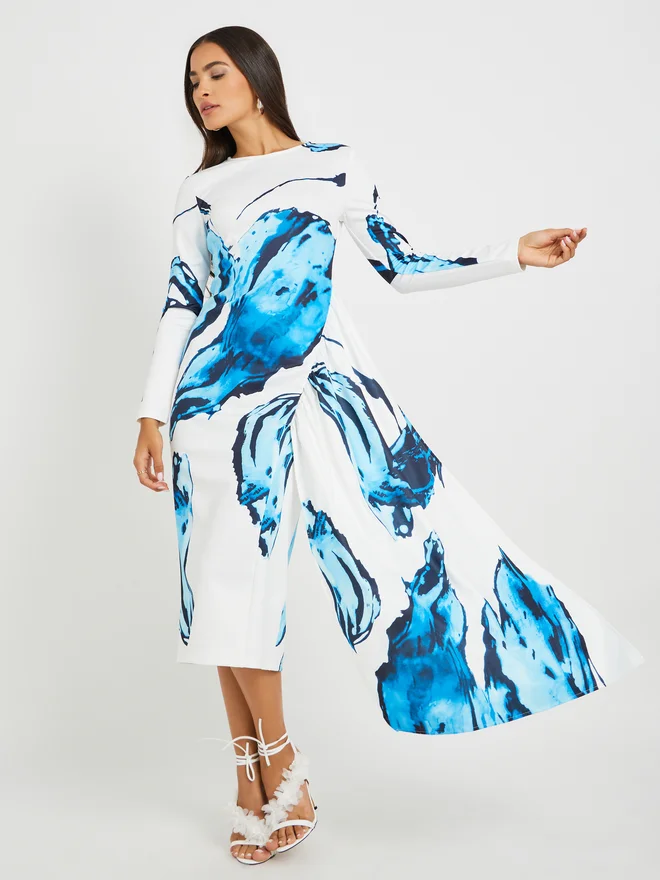 Floral Midi Dress White