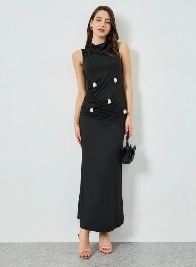 Tassel Detail Maxi Dress Black