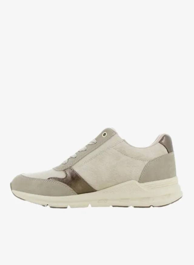 SJ Women's Panelled Lace-Up Sneakers Pale Beige – image 3