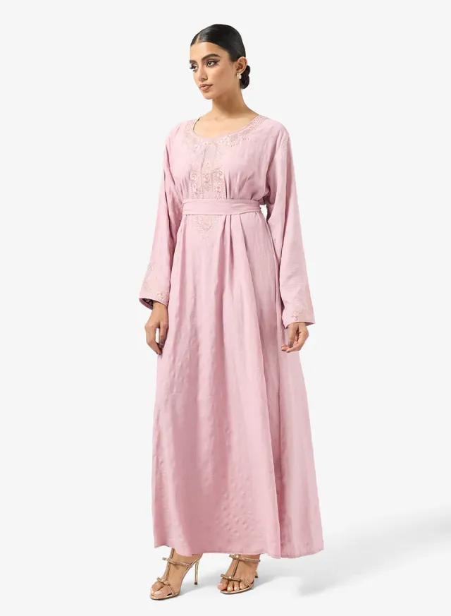 Embroidered Belted Jalabiya – image 4