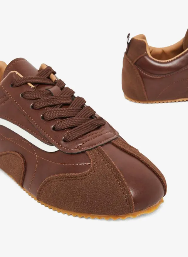 Retro Lace Up Sneakers Brown – image 4