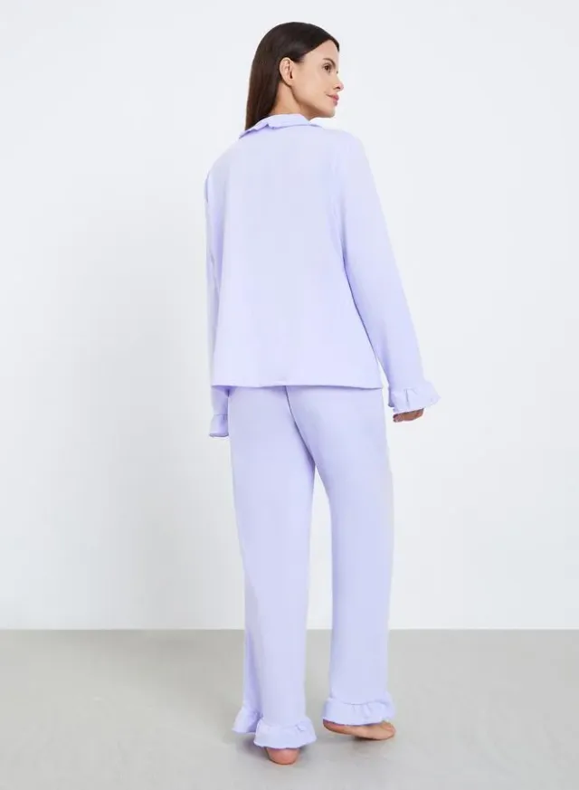 Flounce Neck Shirt and Pyjama Set – image 5