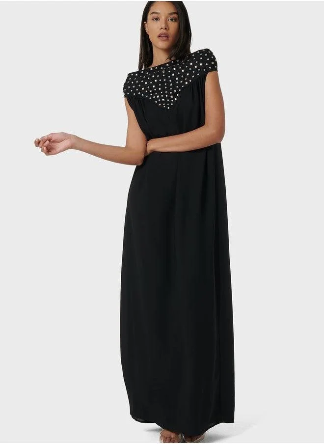 Studded Off-Shoulder Kaftan