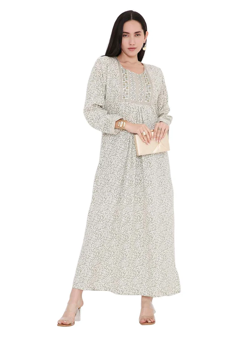 Embroidered Printed Arabic Farasha Jalabiya Multicolour