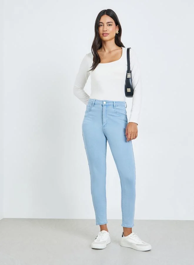 Women's High Rise Slim Jeans Light Blue