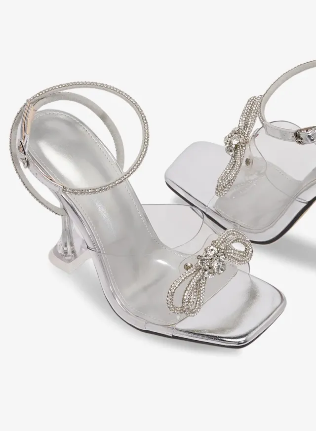 Women's Heeled Sandals Silver – image 4