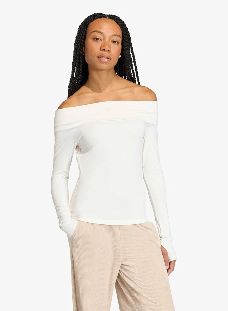 Off-Shoulder T-Shirt Beige