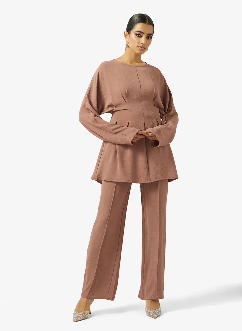 Peplum Top and Pant Set Pink