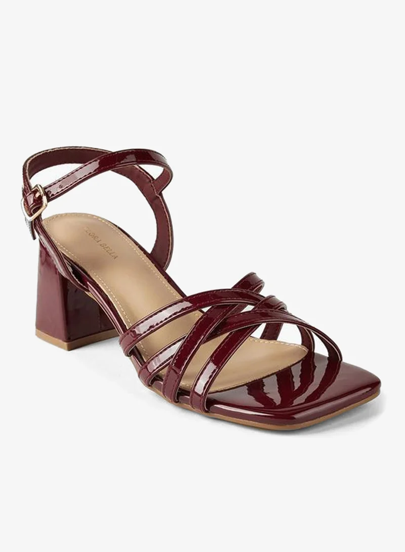 Women's Block Heel Buckle Sandals Red