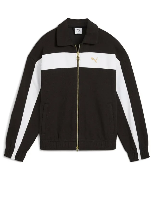 PUMA Women's Relaxed Fit Track Jacket - Pique, Recycled Cotton, Black – image 5