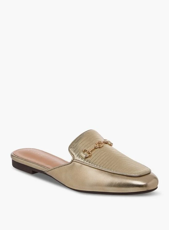 Metal Accent Slip-On Mules Mustard Yellow