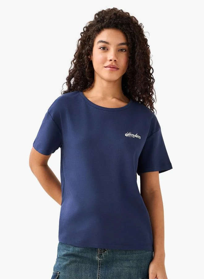 Lee Cooper Printed Cotton T-Shirt Blue