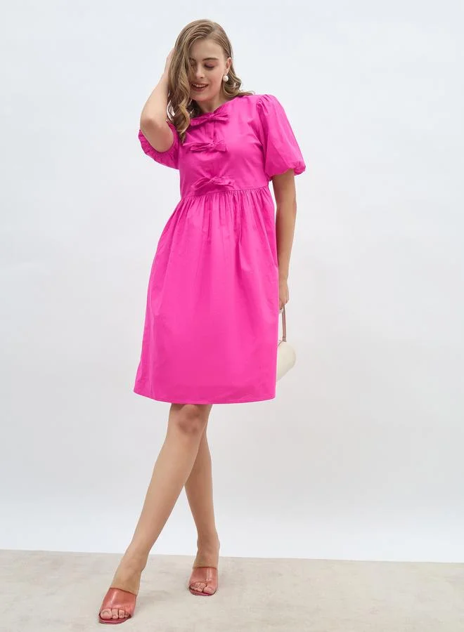 Balloon Hem Dress, Purple