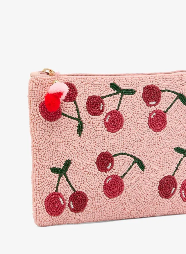 embroidered cherry embellished beaded clutch – image 4