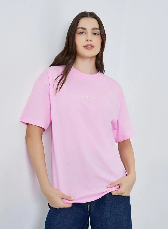 Women's Graphic Print Cotton T-Shirt Pink