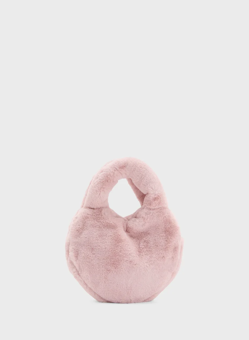 Fluff Heart Tote Bag Pink