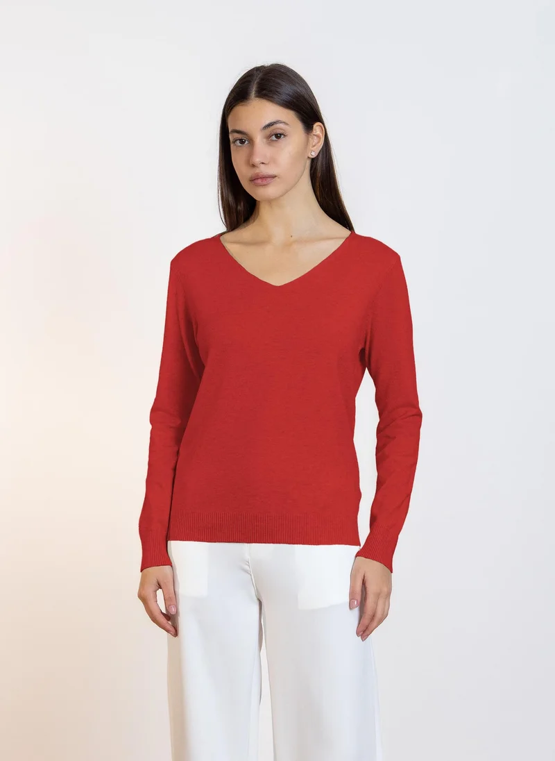 Plain Knit Jumper Red