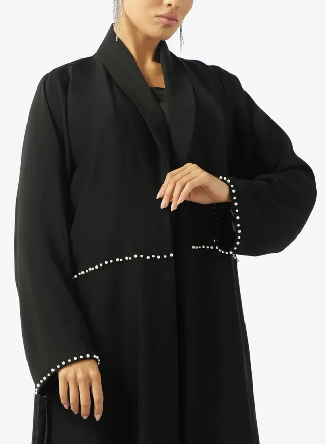 Black Pleated Abaya with Sheila - Ramadan Collection – image 4