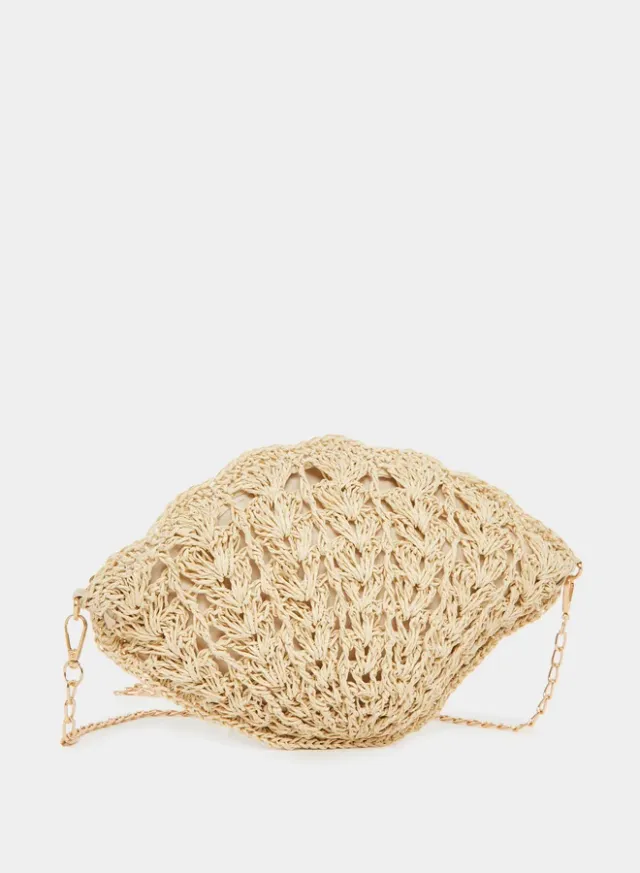 Crochet Mini Crossbody Bag Beige