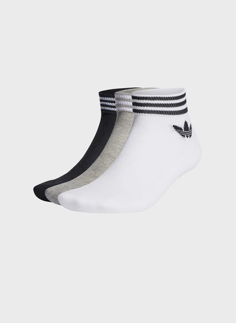 3-Pack Trefoil Ankle Socks White