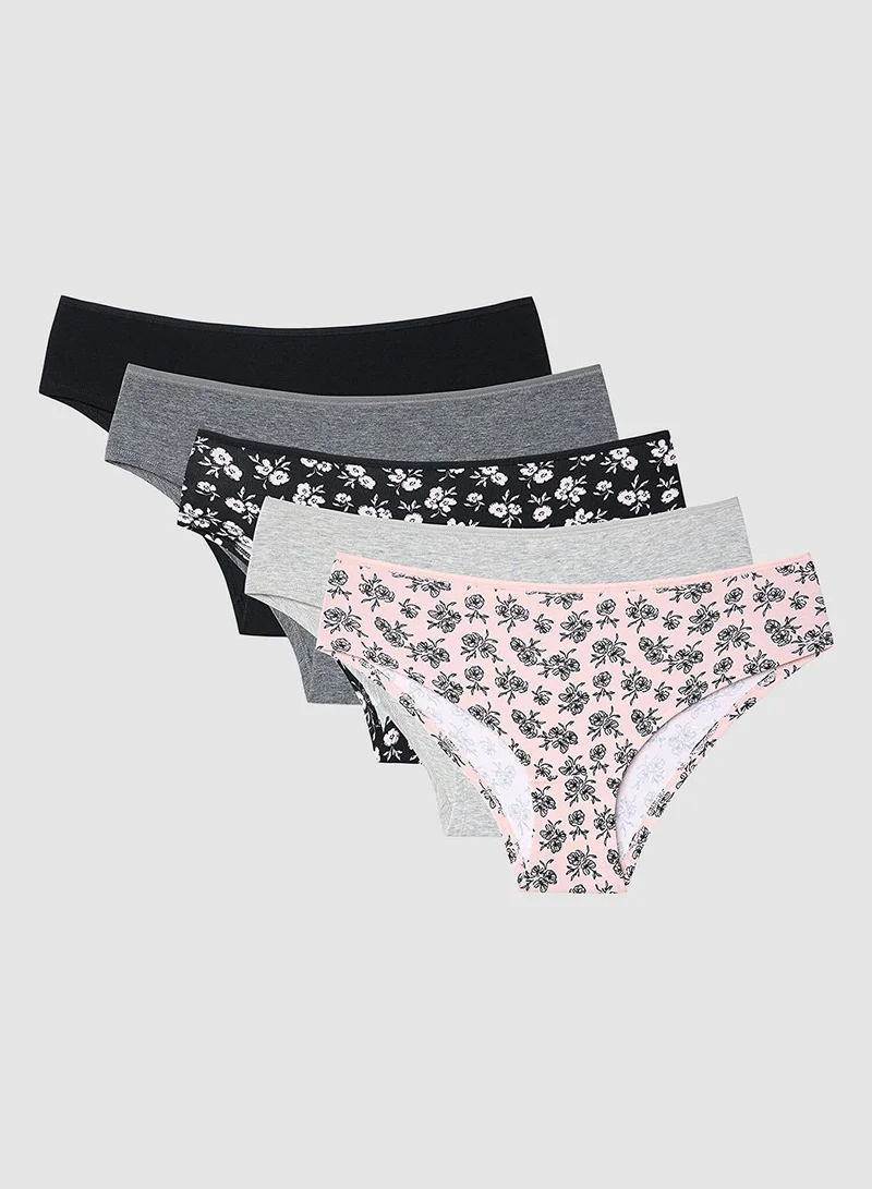 5-Pack Floral Hipster Panties Pale Pink