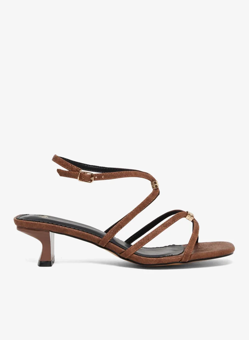 Metal Trim Strappy Sandals Brown
