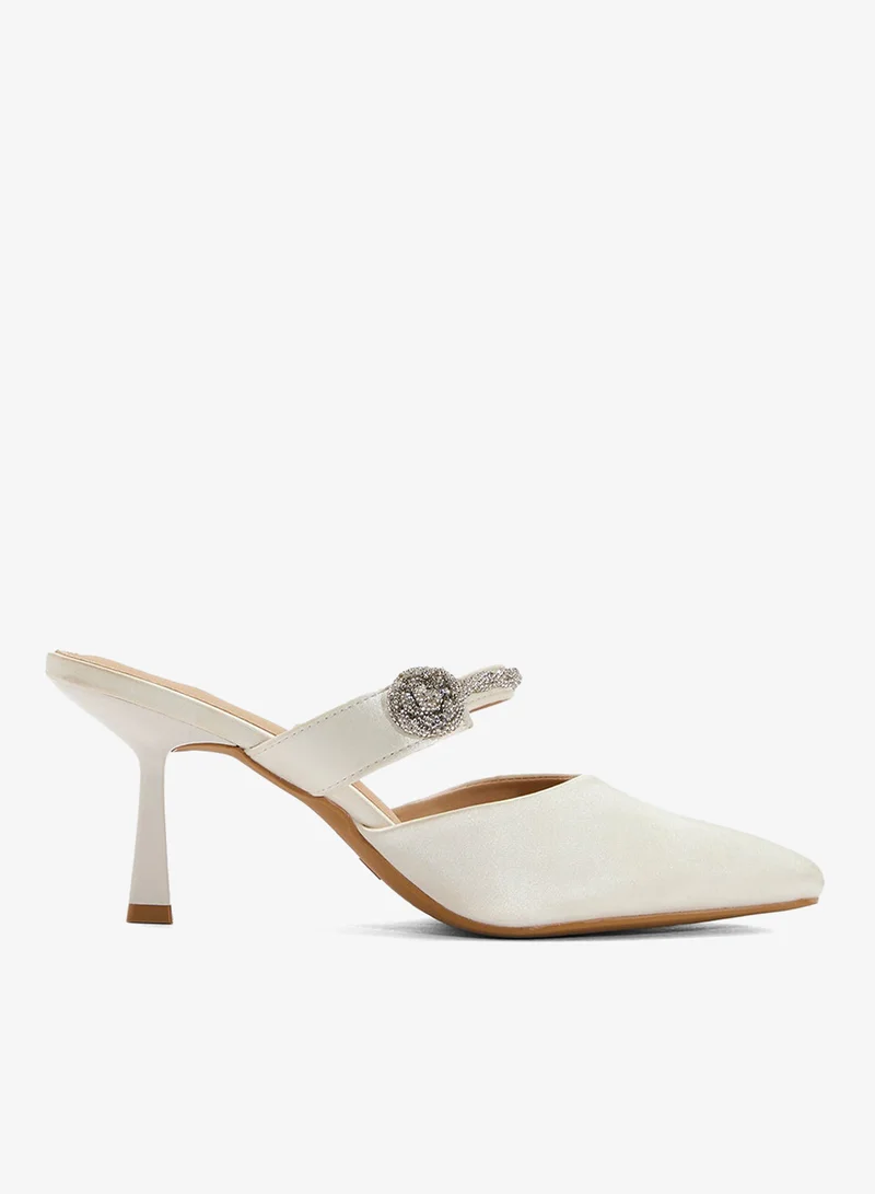 Diamante Heeled Pump White