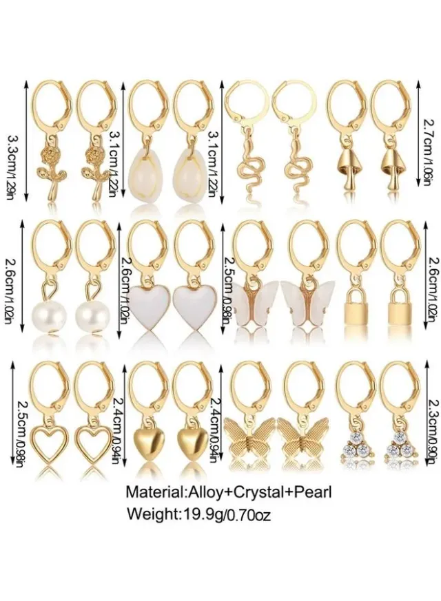 Set of 12 - Gold Hoop Drop Earrings – image 4