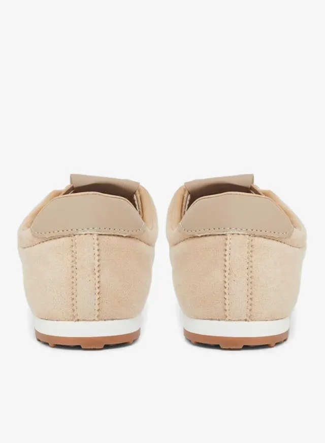 Tan Suede-Look Lace-Up Sneakers – image 4