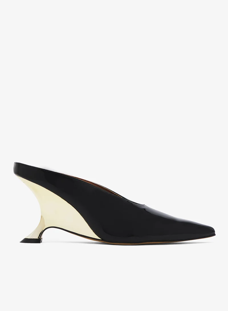 Statement Mid-Heel Mules Metallic