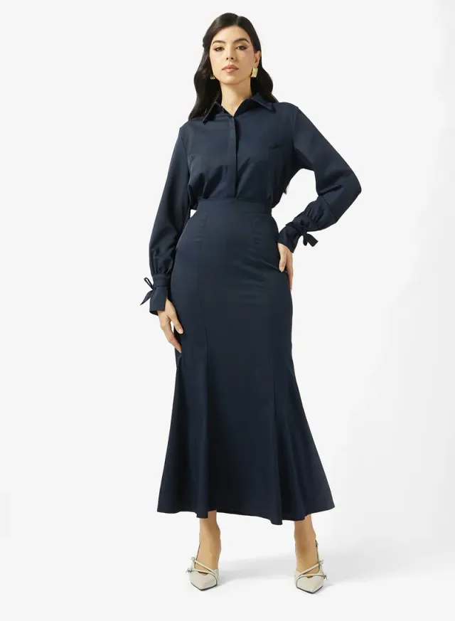2-Piece Button Down Shirt & Skirt Set