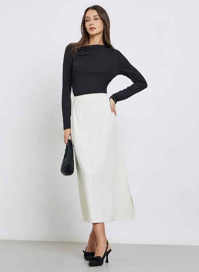 Women's A-Line Midi Skirt Cream