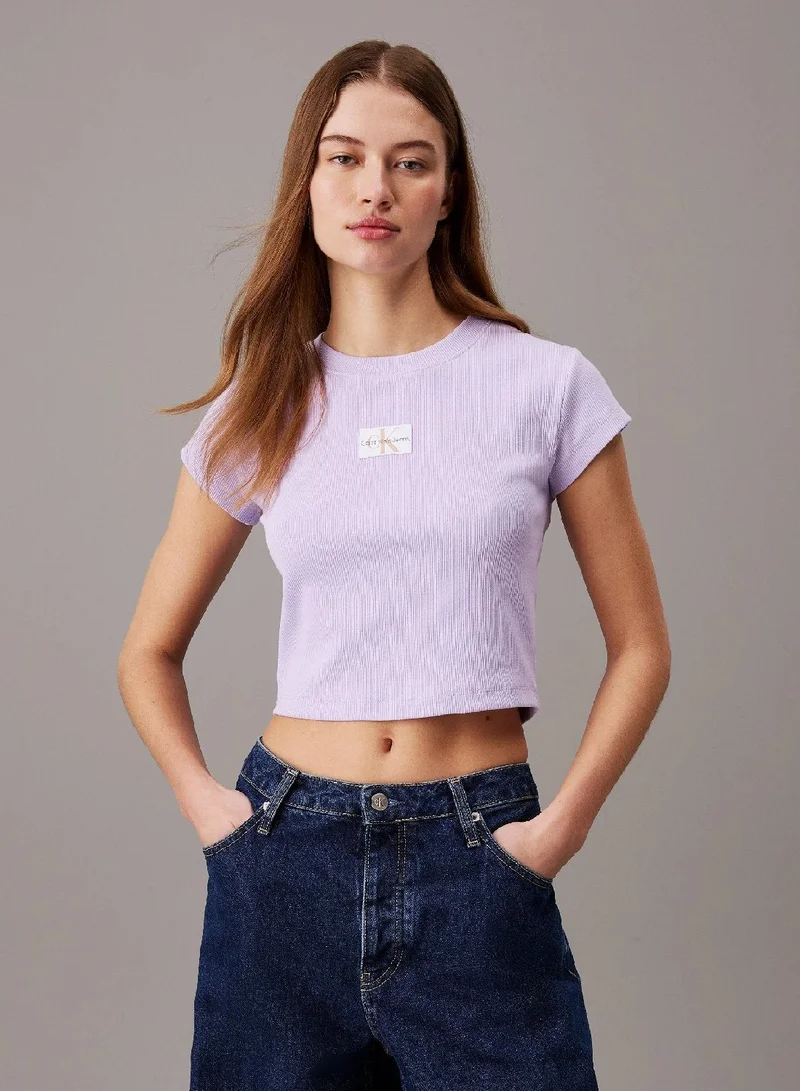 Slim Ribbed Cotton T-shirt Pale Lavender