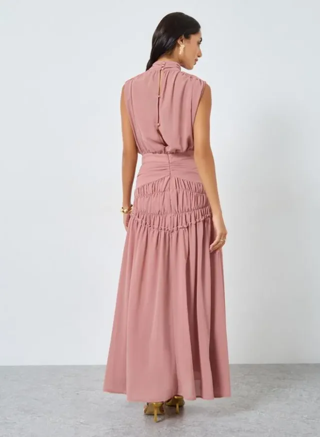 Pleated Waist Sleeveless Maxi Dress - Dusty Rose – image 6
