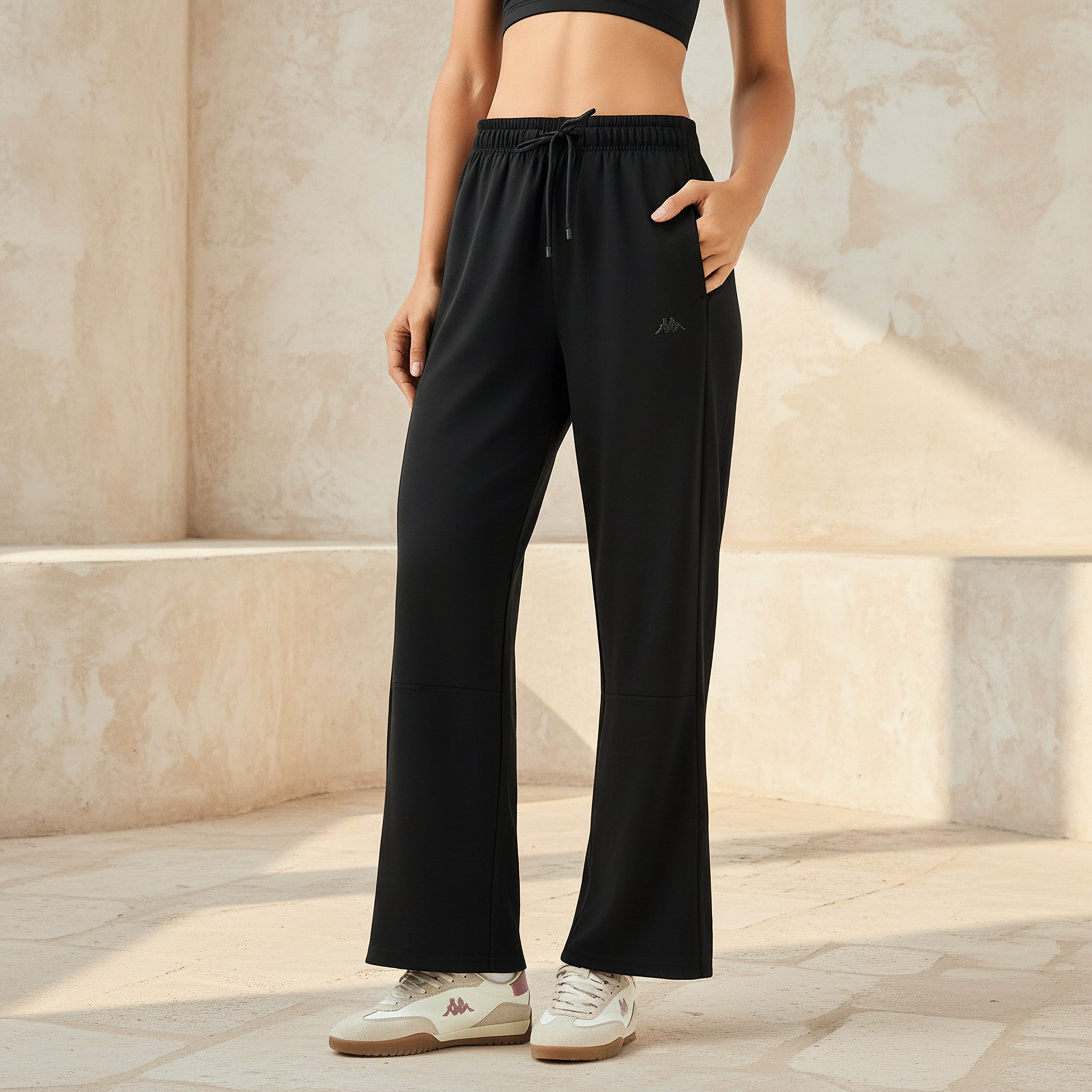 Kappa Flared Relaxed Fit Track Pants Black
