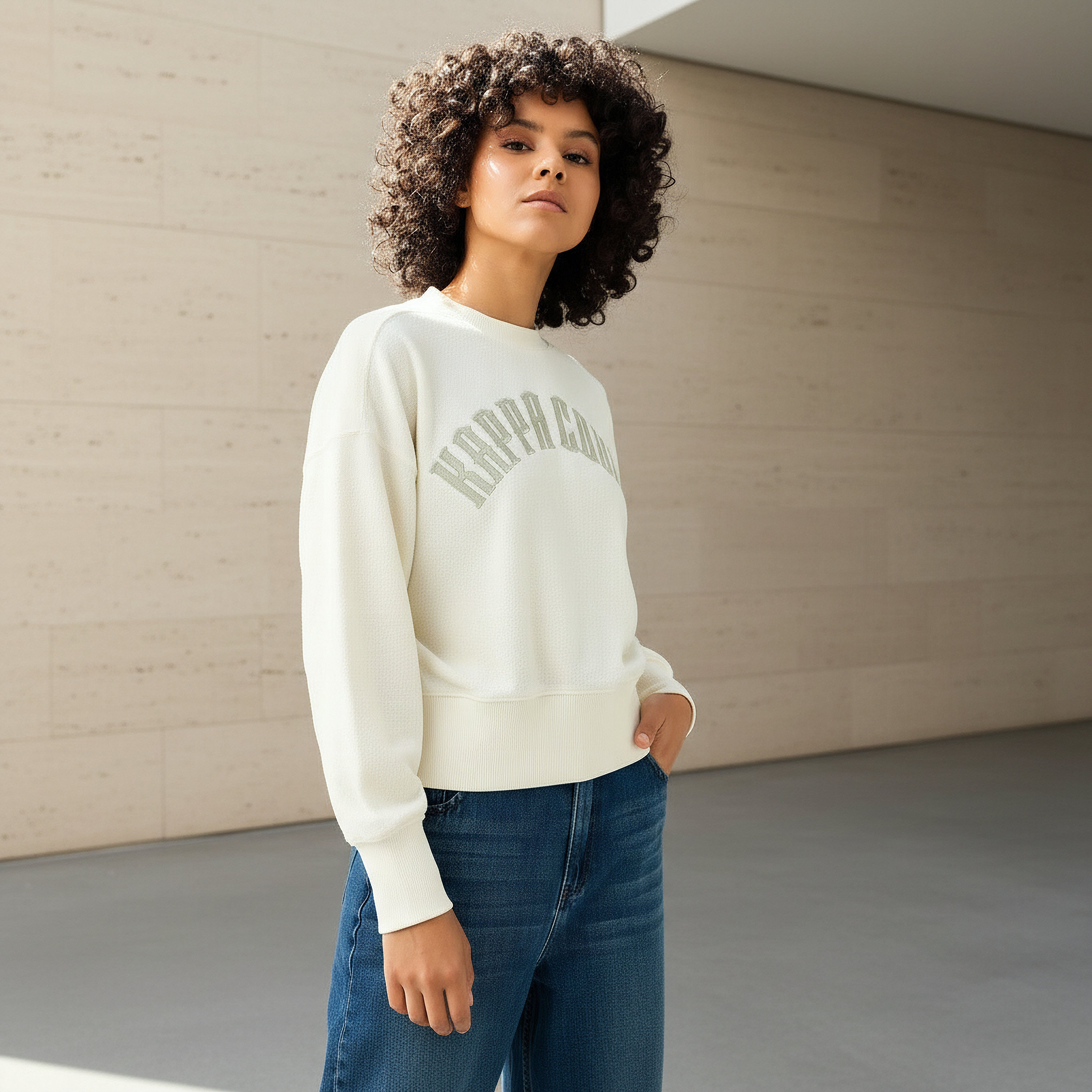 Kappa Women's Printed Sweatshirt White