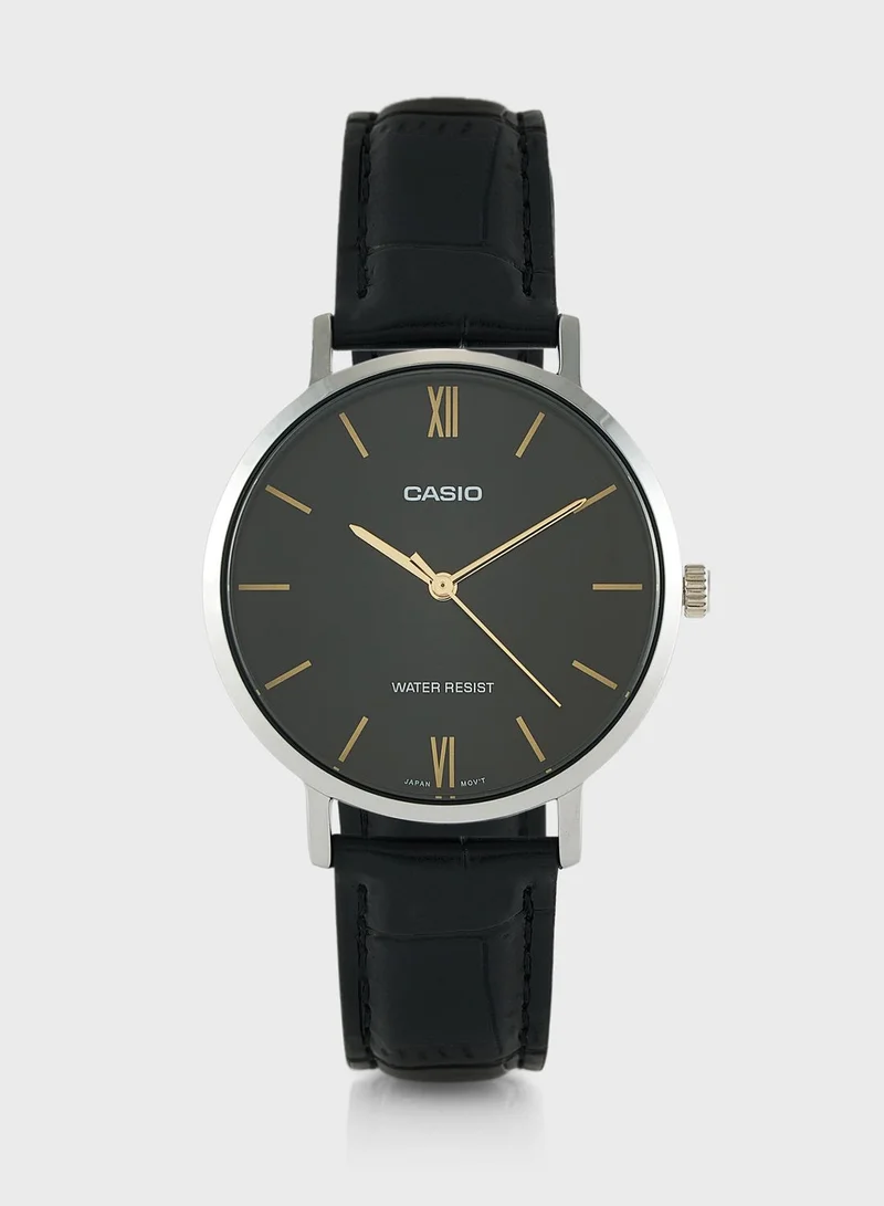 PU Strap Analog Watch Black