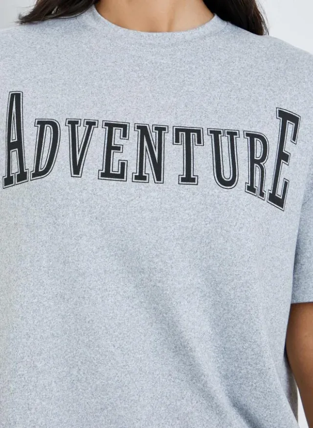 Slogan Print Oversized T-Shirt Grey – image 4
