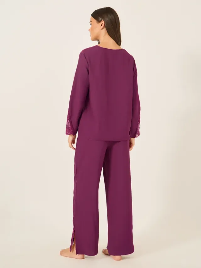 Lace Buttoned Pajama Set Blue – image 4