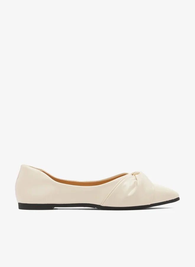 Two-Tone Pointed Toe Open Back Pumps Cream