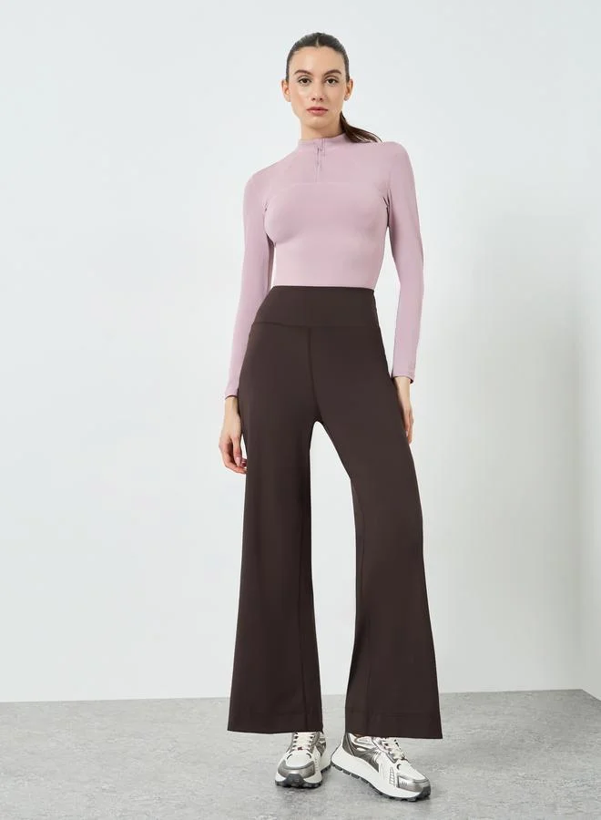 Loose Fit Straight Yoga Pants Brown