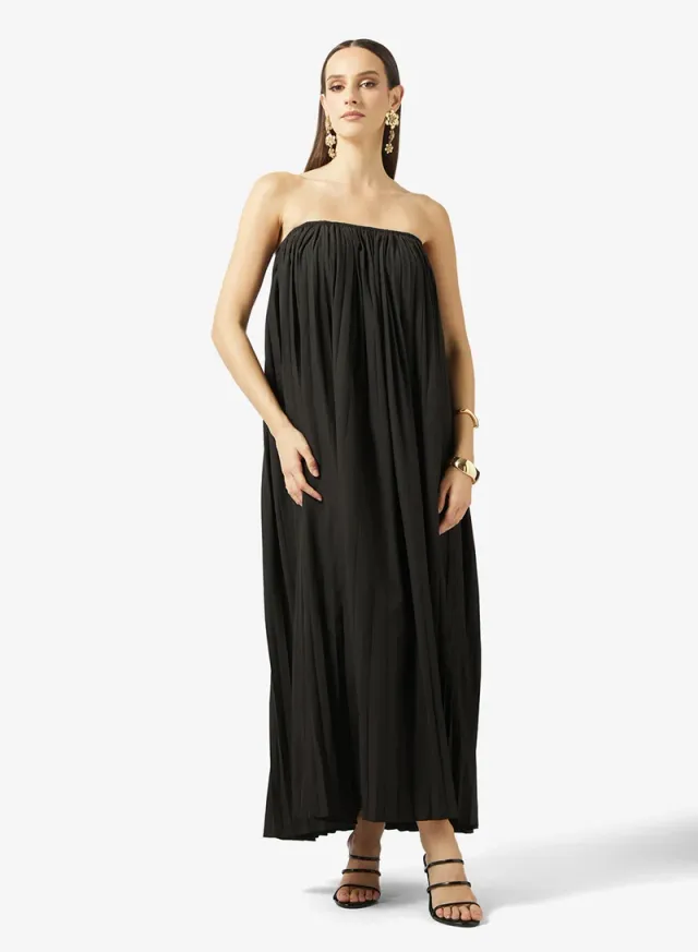 Black Maxi Dress with Cape Sleeves and High Neck – image 4