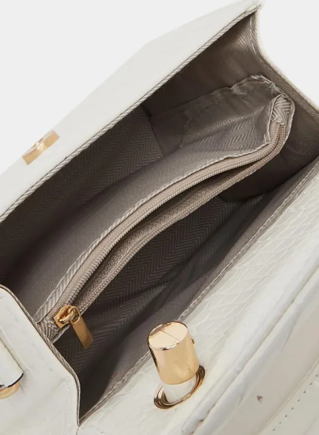 Textured Handbag with Detachable Strap – image 7