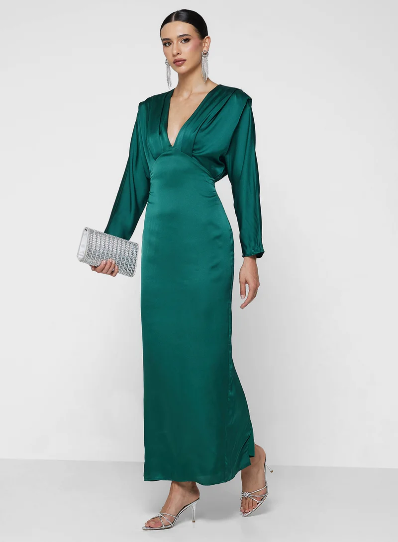 V-Neck Satin Dress