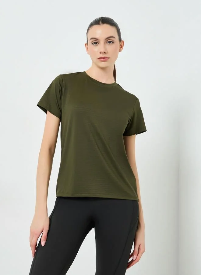 Textured Short Sleeve Top Olive