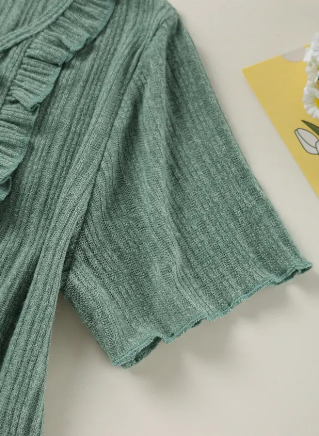 Textured Knit Pyjama Set Khaki – image 5