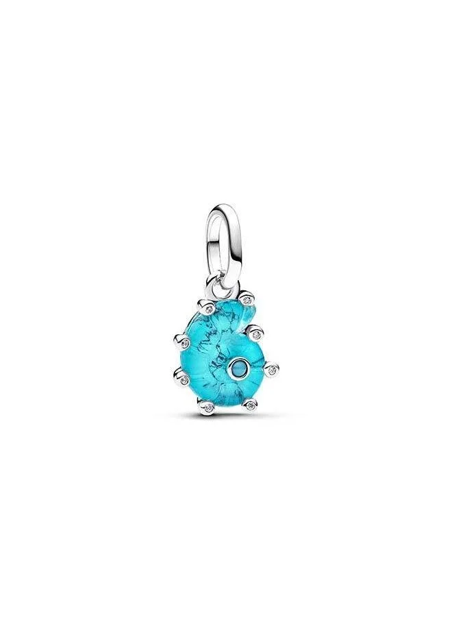Wavy Ocean Murano Glass Charm Dark Blue