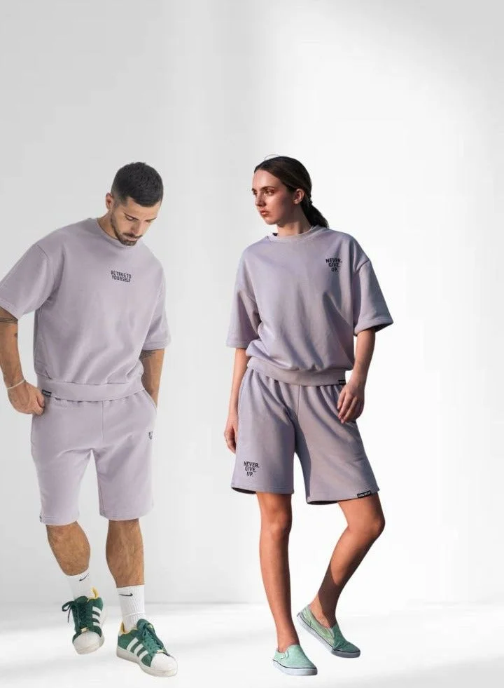 Short Sleeve Hoodie Light Lavender